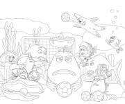 Coloriage et dessins gratuit Mr fish et ses amis jouant au foot à imprimer
