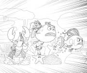 Coloriage Personnages du film Pout-Pout Poisson en &eacute;chappant