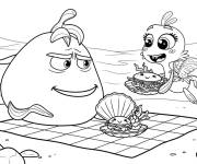 Coloriage Pip et Mr fish en piquenique