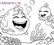 Coloriage Pip et Mr Fish joyeux de Pout-Pout Poisson