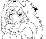 Coloriage et dessins gratuit Beaut&eacute; de la Princesse Mononok&eacute; à imprimer