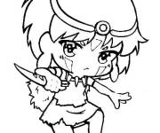 Coloriage et dessins gratuit B&eacute;b&eacute; Princesse Mononok&eacute; mignonne à imprimer