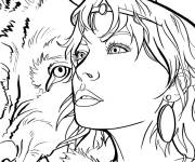 Coloriage Belle fille Princesse Mononok&eacute; de l'anime