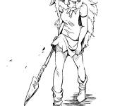 Coloriage et dessins gratuit Guerri&egrave;re Princesse Mononok&eacute; à imprimer