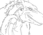 Coloriage et dessins gratuit Moro et Princesse Mononok&eacute; regardant dans le meme sens à imprimer