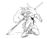 Coloriage Princesse Mononok&eacute; attaquant
