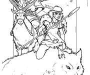 Coloriage Princesse Mononok&eacute; et les personnages de l'anime