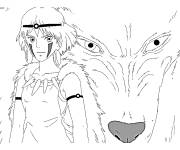 Coloriage Princesse Mononok&eacute; et Moro de Manga