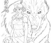 Coloriage Princesse Mononok&eacute; et Moro pour adulte