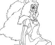 Coloriage et dessins gratuit Princesse Mononok&eacute; portant le masque à imprimer