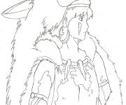 Coloriage et dessins gratuit Princesse Mononok&eacute; pour enfants à imprimer