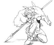 Coloriage et dessins gratuit Princesse Mononok&eacute; prete pour attaquer à imprimer