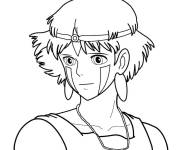 Coloriage Princesse Mononok&eacute; souriante