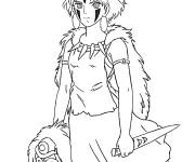 Coloriage Princesse San et Moro