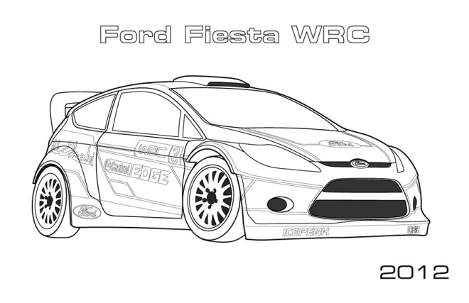 Coloriage Ford Fiesta de Rallye dessin gratuit à imprimer