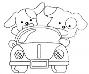 Coloriage et dessins gratuit Voiture des chiens pour enfant à imprimer