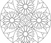 Coloriage et dessins gratuit Mandalas Fleurs pour relaxer à imprimer