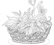 Coloriage et dessins gratuit Panier Fleurs  pour adulte à imprimer