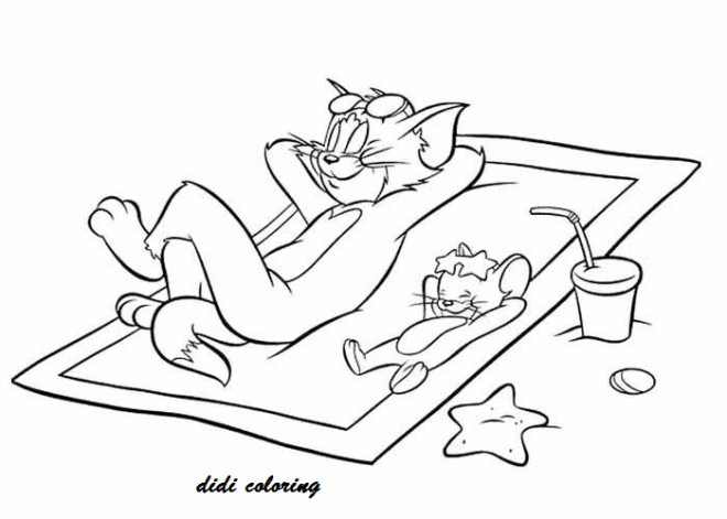 Coloriage et dessins gratuits Tom and Jerry Relaxant à imprimer