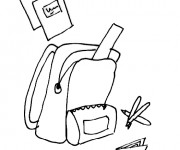 Coloriage Cartable et Livres pour La Rentrée