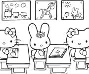 Coloriage et dessins gratuit Hello Kitty et la rentrée scolaire à imprimer