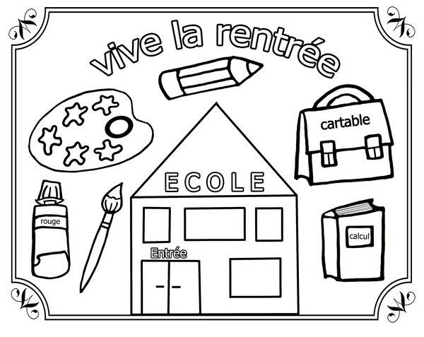 Coloriage et dessins gratuits Vive la rentrée maternelle à imprimer