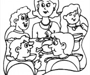 Coloriage Famille et Repas