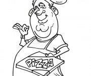 Coloriage Le Chef d&eacute;livre La Pizza