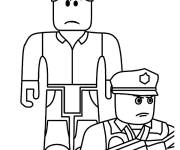 Coloriage Roblox policier qui défend la ville