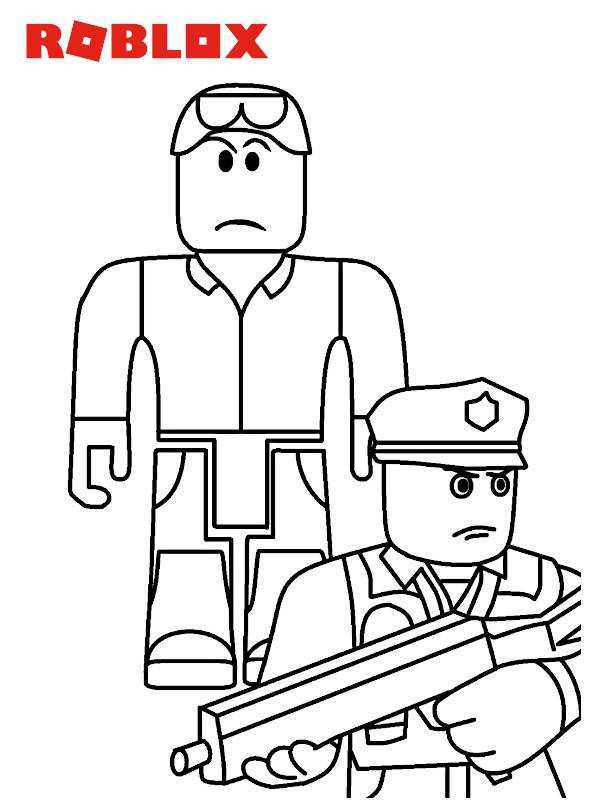 Coloriage et dessins gratuits Roblox policier qui défend la ville à imprimer