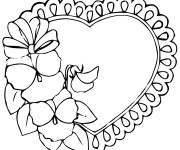 Coloriage Coeur d&eacute;cor&eacute; avec des Roses