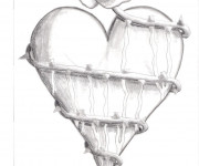 Coloriage Coeur entour&eacute;  avec une Rose