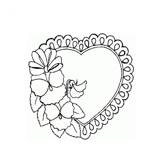 Coloriage Coeur et Rose à colorier dessin gratuit à imprimer