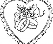Coloriage Gros  Coeur avec des Rose au centre