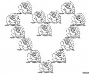 Coloriage Les Roses  Formant un Coeur