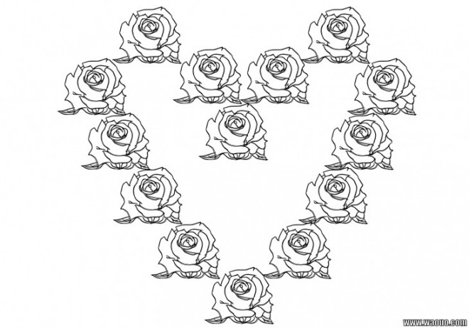 Coloriage et dessins gratuits Les Roses  Formant un Coeur à imprimer