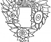 Coloriage Rose et Coeur &agrave; d&eacute;couper