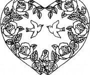 Coloriage Rose et Coeur Anti-Stress