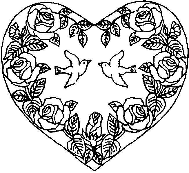 Coloriage Rose et Coeur Anti-Stress dessin gratuit à imprimer