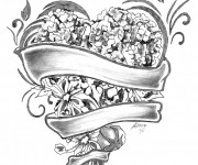 Coloriage Rose et Coeur merveilleux