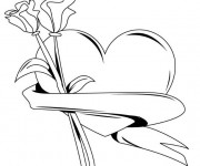 Coloriage Rose et Coeur pour enfant