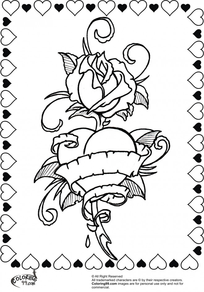 Coloriage Rose Et Coeur Pour Exprimer Lamour Dessin Gratuit