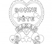 Coloriage Rose et Coeur Pour La F&ecirc;te de Maman