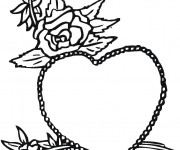 Coloriage Rose et Coeur pour Les Grands