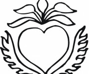 Coloriage Rose et Coeur simple
