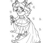 Coloriage B&eacute;b&eacute; marin lune chibi en couleurs