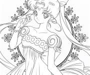 Coloriage Charmante princesse Marin lune