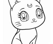Coloriage Chat Luna kawaii maternelle