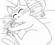 Coloriage Chat Lune en dormant