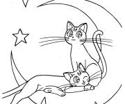 Coloriage Chats Lune et Art&eacute;mis
